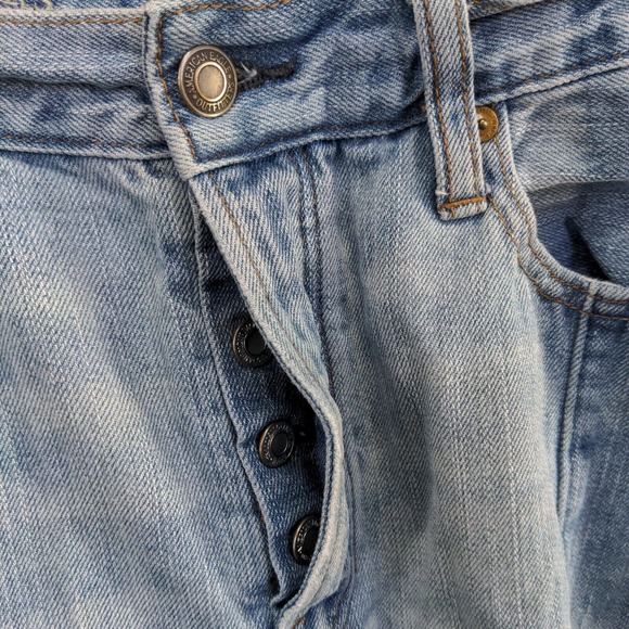 American Eagle Women's Vintage Hi-Rise Cropped Jeans Blue 10 Frayed Button Fly - Picture 4 of 15